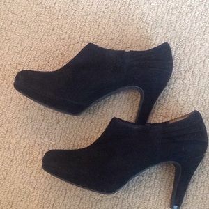 Black suede high heels